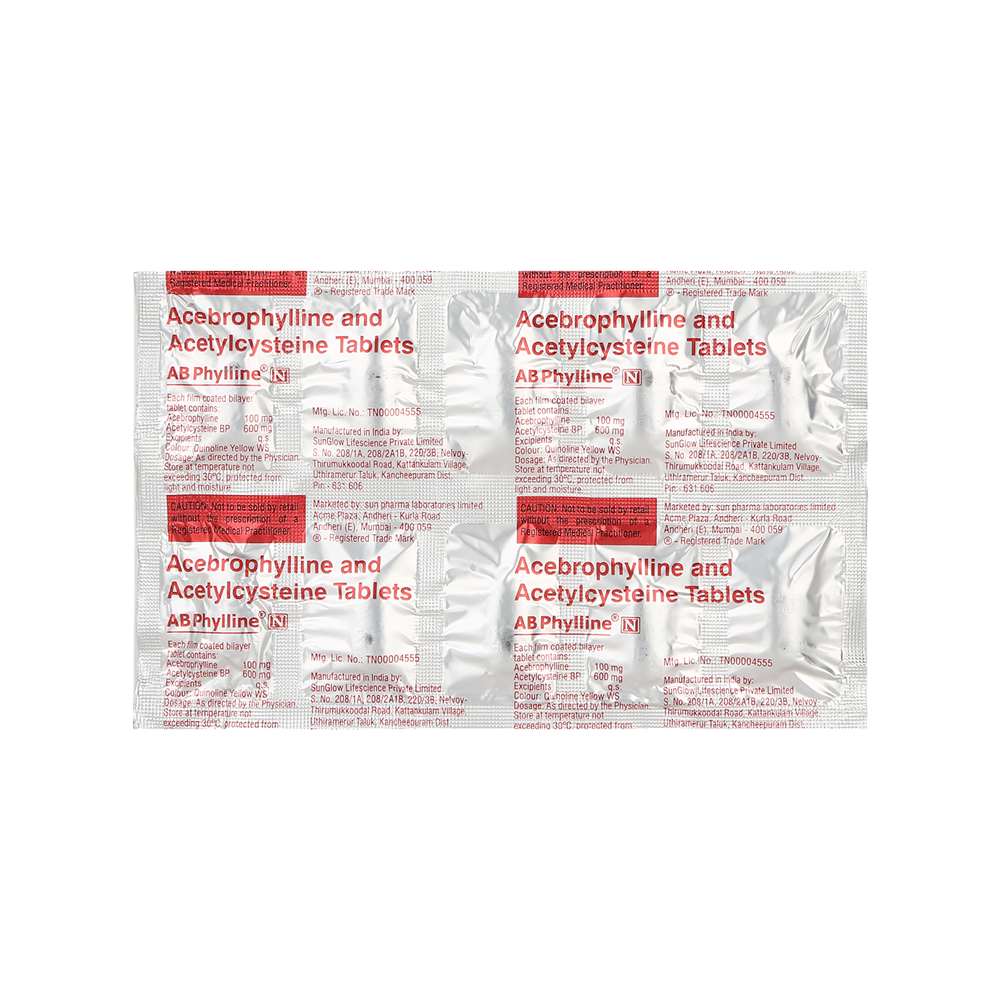 Ab Phylline N 100/600mg Strip Of 10 Tablets