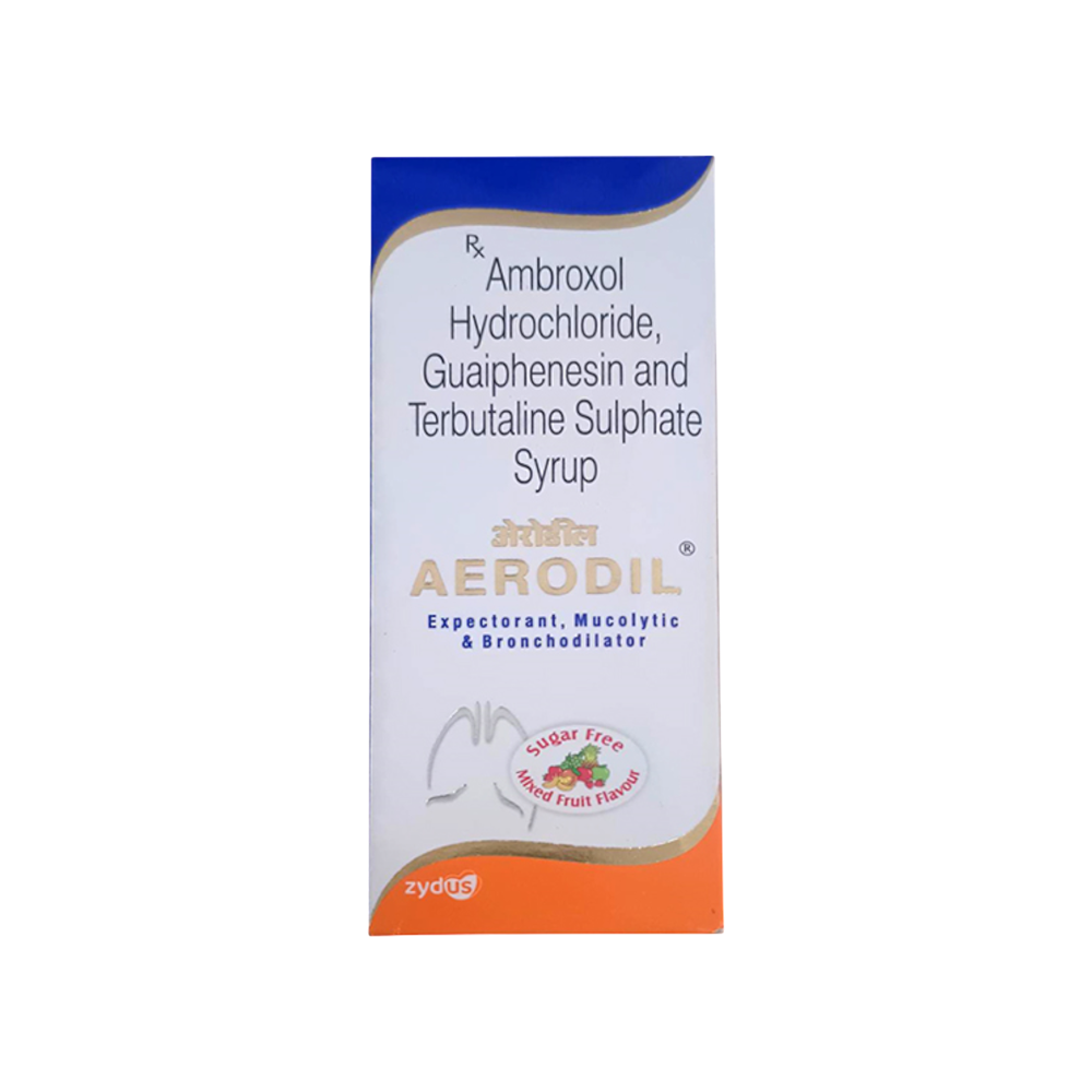 Aerodil Sugar Free Mixed Fruit Flavour Bottle of 100ml Expectorant