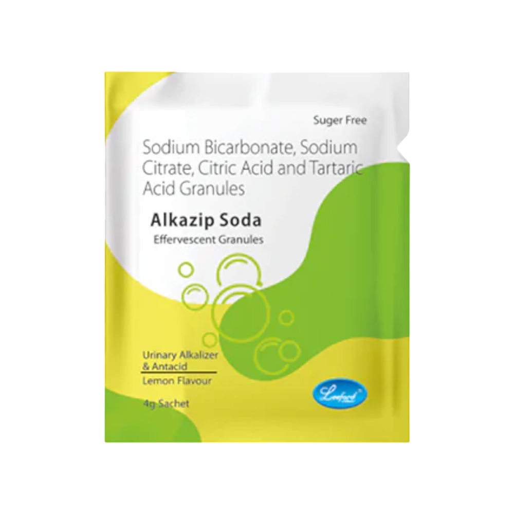 Alkazip Soda Lemon Flavour Sugar Free Sachet of 4gm Effervecent Granules